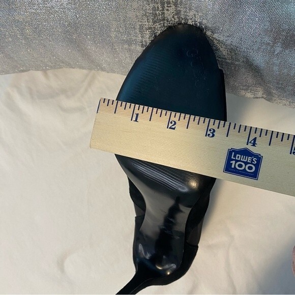 Guess Black Zipper Unique Sheer Net Suede Peep Toe Stiletto Heel Boot Shoe SZ9.5 - Picture 16 of 16